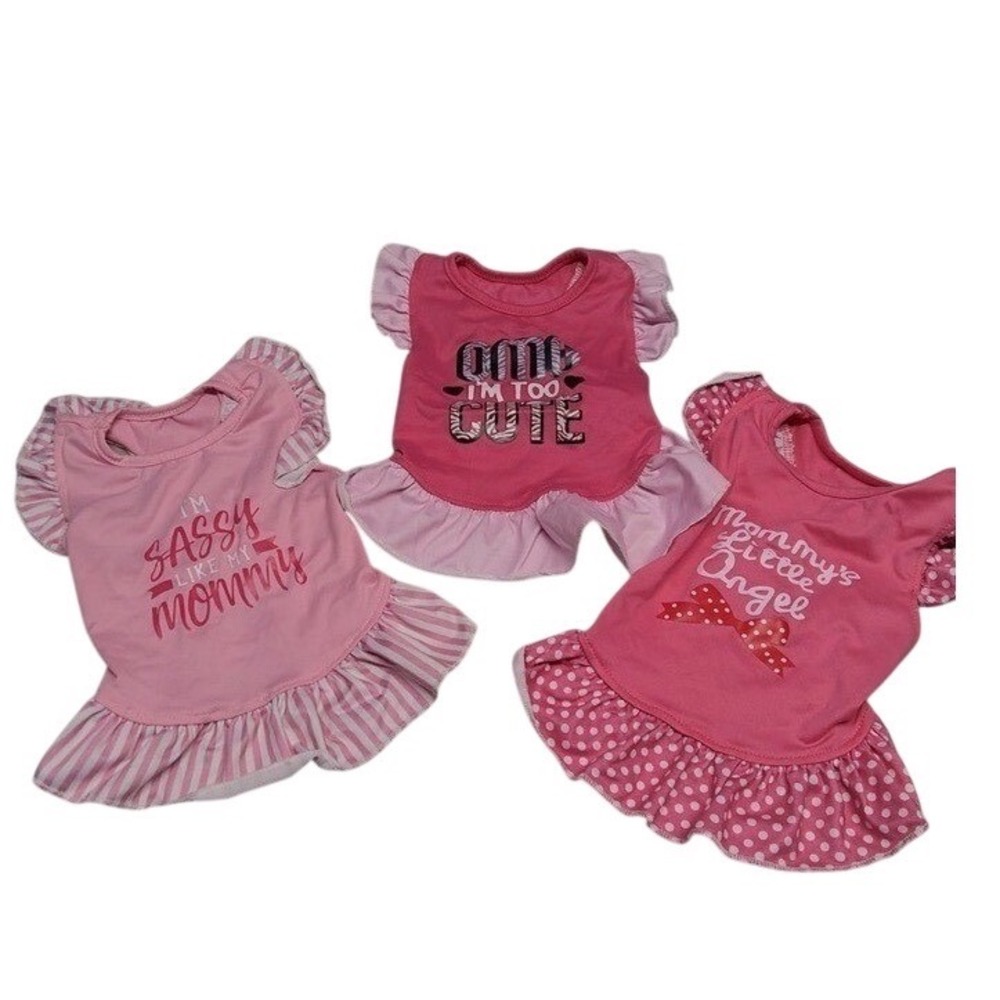 Weewooday 3 Piece Dog Dress Set Pink Puppy Clothes XS Ruffle Skirt Pet Apparel - Picture 1 of 3